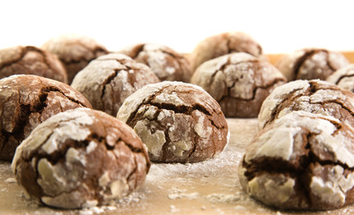 festive baking - tray full of chocolate biscuits