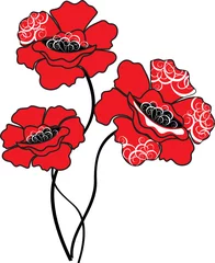 Papier Peint photo Fleurs abstraites Fleurs de pavot rouge - illustration vectorielle