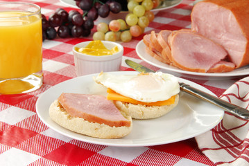 Open faced breakfast muffin