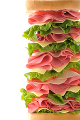 Big tower sandwich cropped for your text isolated on white.