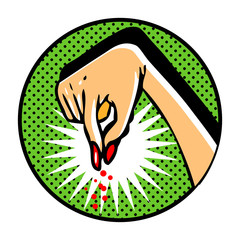 Female hand in pop art comic book style