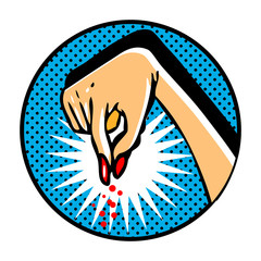 Female hand in pop art comic book style