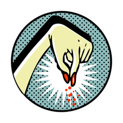 Female hand in pop art comic book style