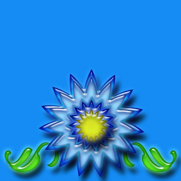 Blue Flower over blue background