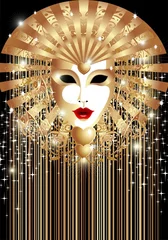 Papier Peint photo autocollant Dessiner Maschera d'Oro Fondo-Golden Mask Background-Vector