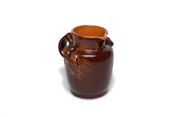 earthenware jug on a white background