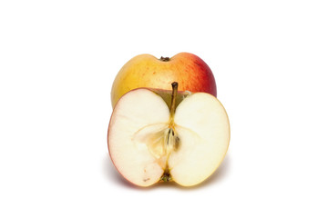 cut apple on a white background