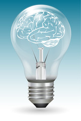 brain in electric bulb