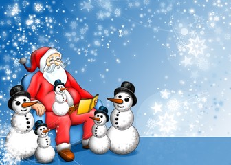 Xmas Fairy-tale with Santa Claus and Snowman
