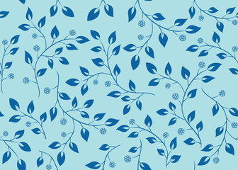 vector blue seamless pattern with branches