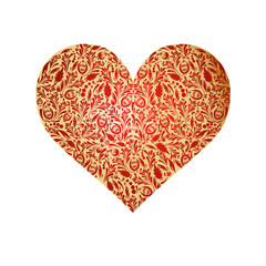Gold heart with red pattern
