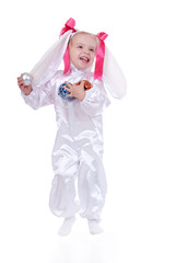 cute baby in rabbit costume..