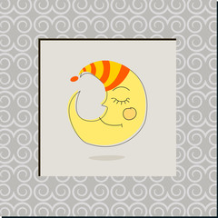 Vector cute sleeping Moon illustration