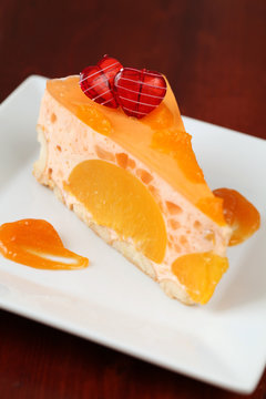 Peach mousse with tangerines