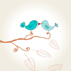 Naklejka premium Vector cute birds kissing