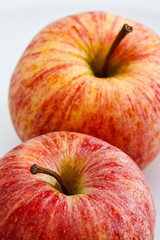 Drops of water on fresh red apples