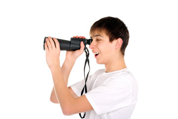 amazed teenager is spying for someone