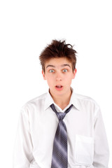 shocked teenager isolated on the white