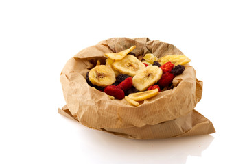 Paper bag with dried fruit