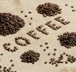 sign made of coffee beans