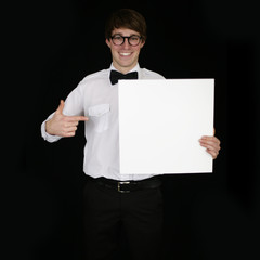 Mann mit Schild