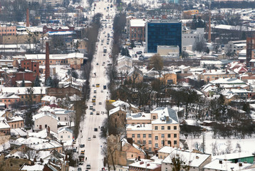 Obraz premium Winter view of old town streets