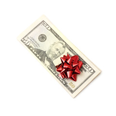 50 Dollar with holidays bow