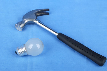 Hammer and light bulb