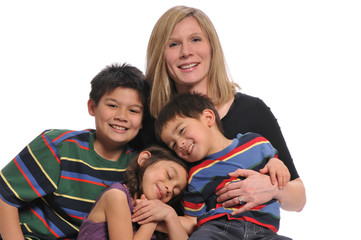 Mother and children's portrait