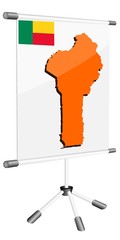 vector display with a silhouette map of  Benin