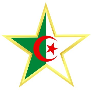 Gold star with a flag of Algeria