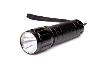 black flashlight isolated on white