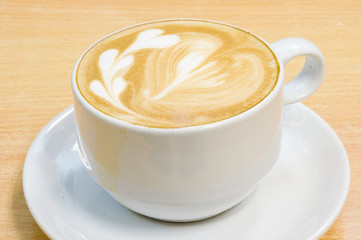 heart symbol on latte coffee cup