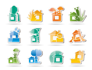 home and house insurance and risk icons