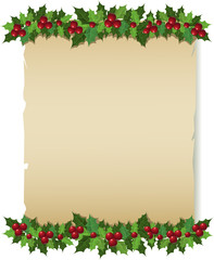 Christmas holly paper greeting card. Vector illustration