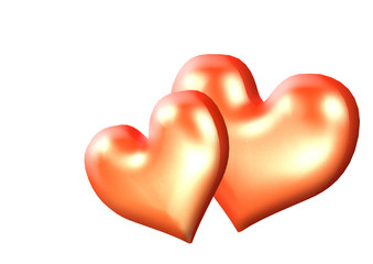3d bright red heart on a white background
