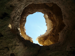 The view from inside the cave. Algarve coast