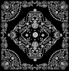 white floral rhomb in frame