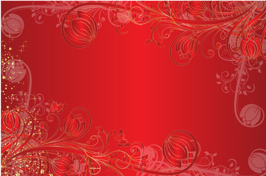 fond tulippe rouge et or
