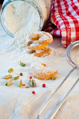 Baking cookies and biscuits. Food decoration for Christmas