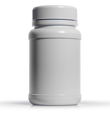 Пластиковая баночка для таблеток или капсул. 3D