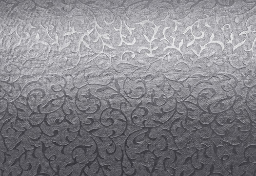 Silver floral ornament brocade textile pattern