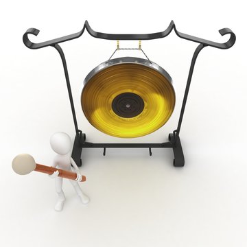 3d Man With Big Gong