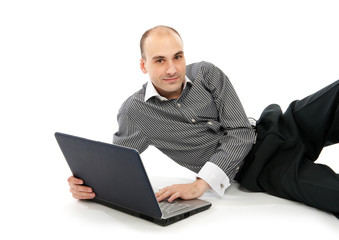 Happy man with laptop