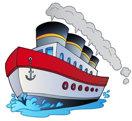 Big cartoon steamship - 28454806