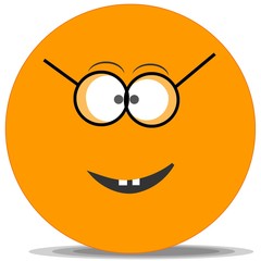 Smiley à lunettes orange, geek