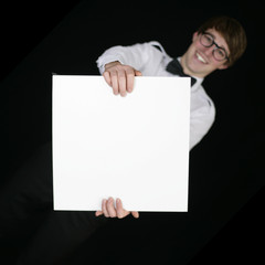 Mann mit Schild