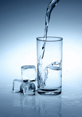 Pouring water into a glass