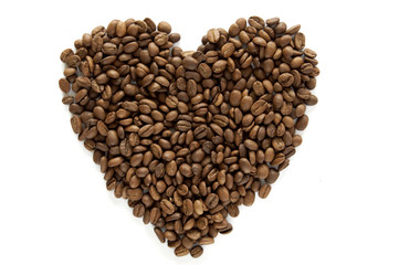 coffee hearts on white background