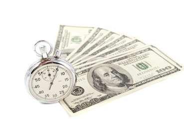 stopwatch and dollars